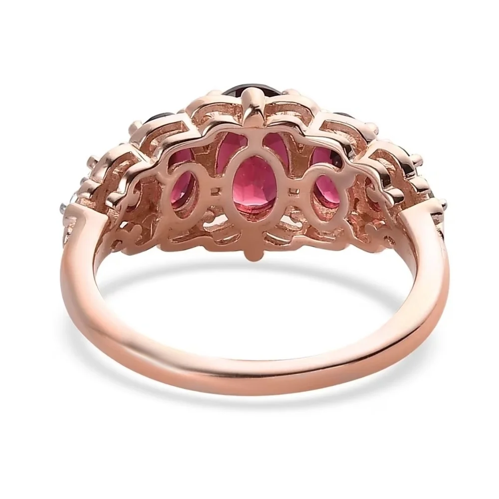 Tanzanian Wine Garnet and White Zircon Ring.
